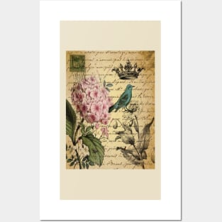 vintage paris hydrangea floral botanical art Posters and Art